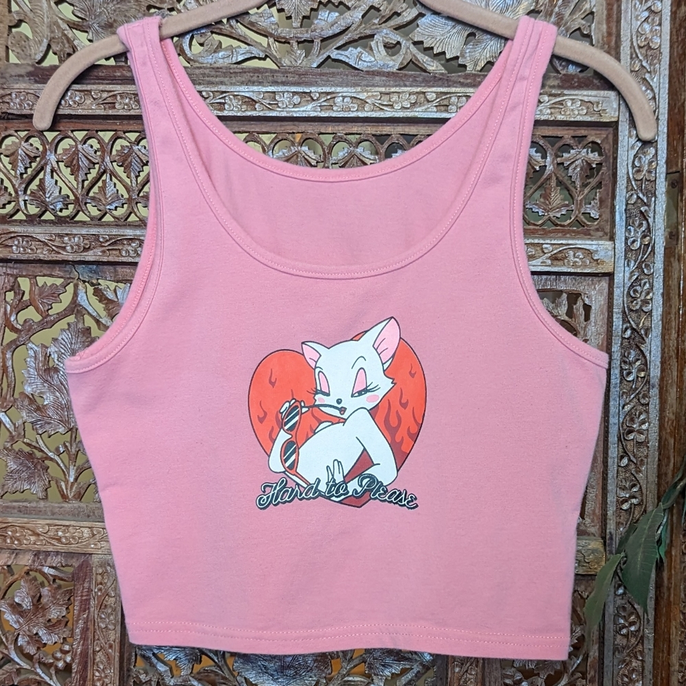 Pink crop tank top size large pink